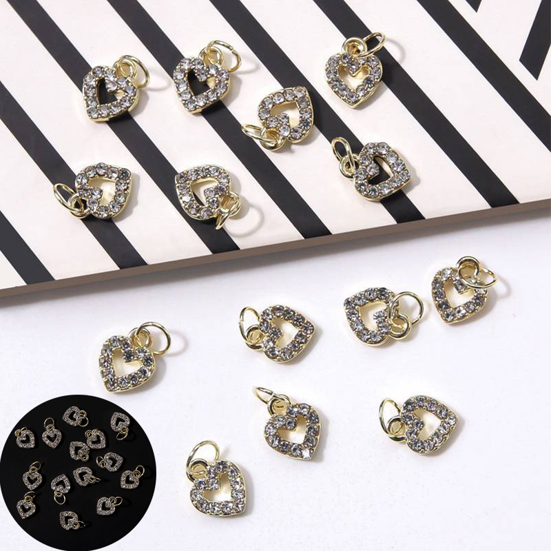 Nail love nail hollow pendant Heart-shaped alloy flash diamond nail fingertip decoration - Image 16
