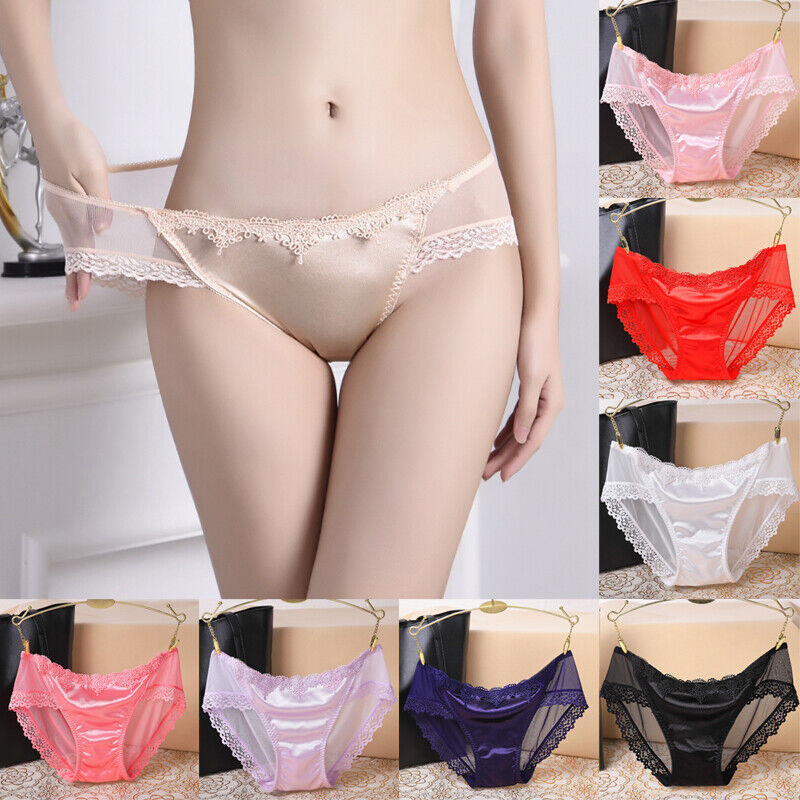 Sexy Women Shiny Satin Lace Knickers Briefs Panties Seamless Underwear Lady - 图片 15