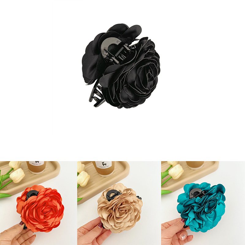 Large Elegant Rose Grip Female Back Head Barrettes Hair Accessories Top Clip - 图片 26