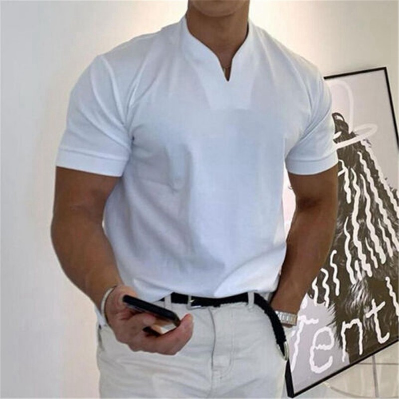 Mens Short Sleeve Linen Shirts Summer Solid Loose Casual Dress Shirt Blouse Tops - Image 3