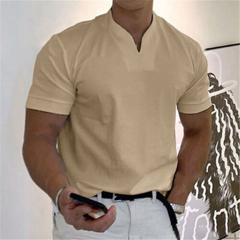 Mens Short Sleeve Linen Shirts Summer Solid Loose Casual Dress Shirt Blouse Tops - Image 8