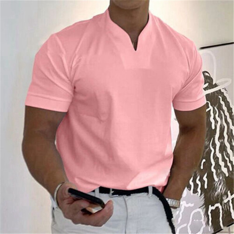 Mens Short Sleeve Linen Shirts Summer Solid Loose Casual Dress Shirt Blouse Tops - Image 7