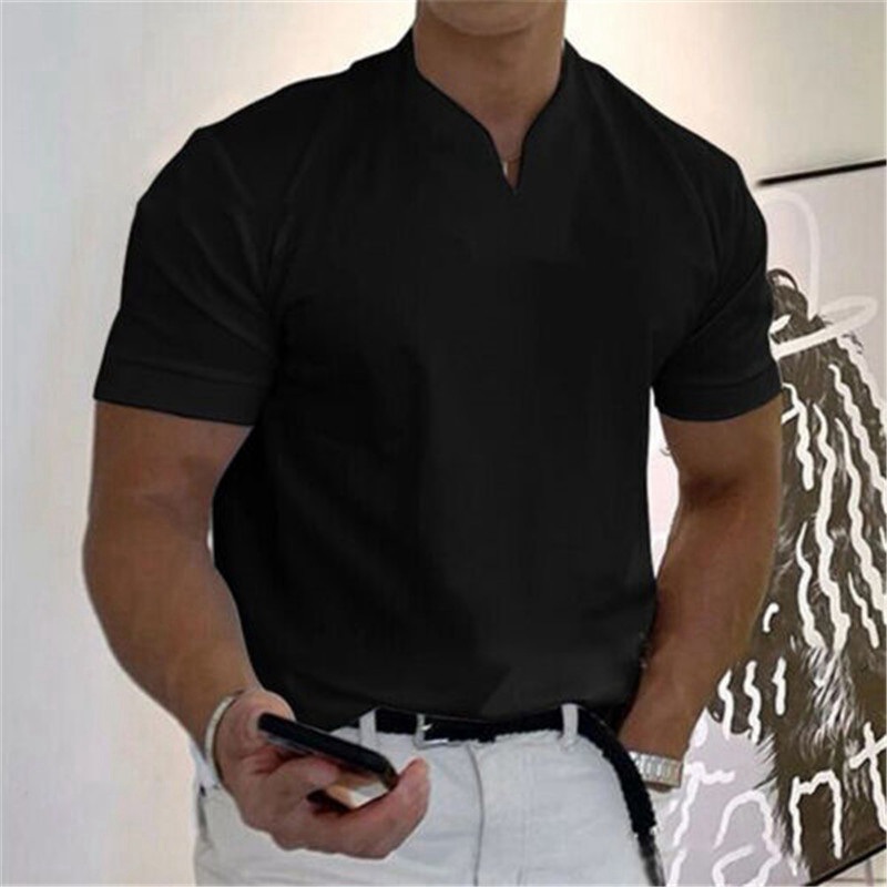 Mens Short Sleeve Linen Shirts Summer Solid Loose Casual Dress Shirt Blouse Tops - Image 6
