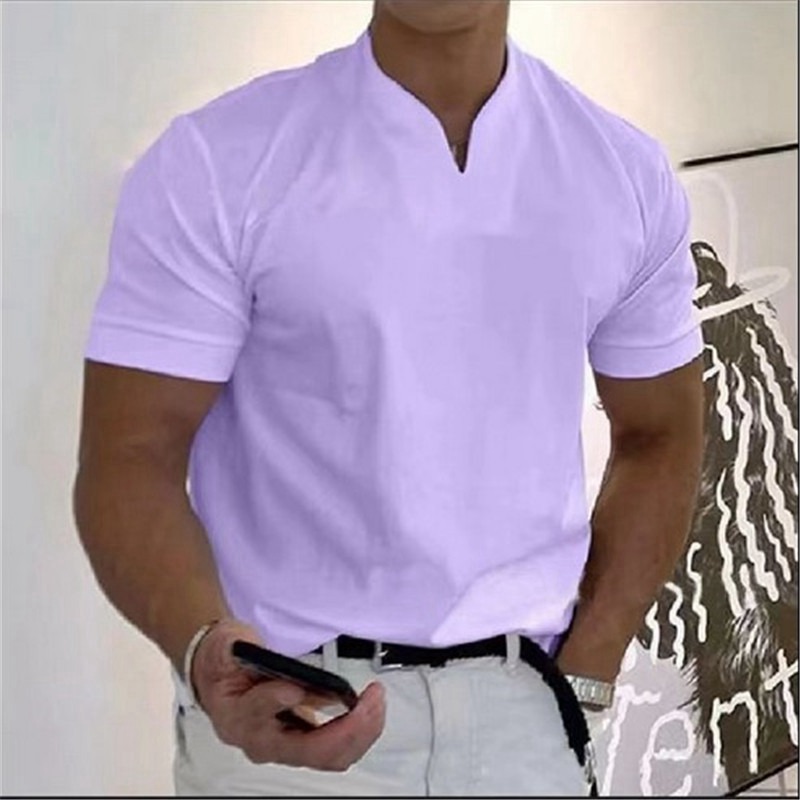 Mens Short Sleeve Linen Shirts Summer Solid Loose Casual Dress Shirt Blouse Tops - Image 5