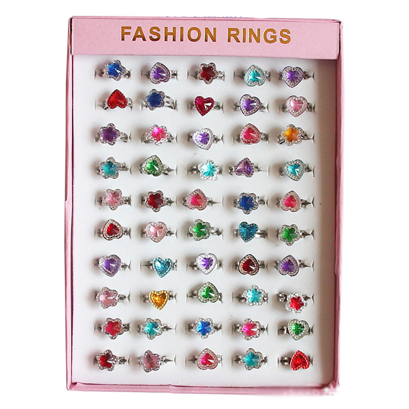 Children's Toy Ring Girls' Ring Cartoon Ornament Play House Toys Makeup Bag Jewelry Wholesale
