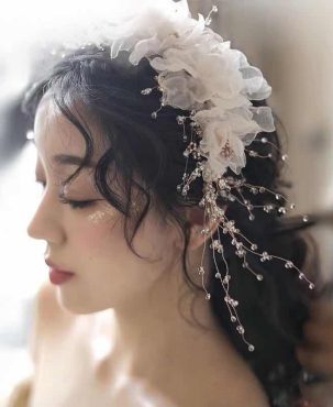 2024 New Bridal Headdress Mori Fairy Beautiful Pearl Barrettes Earrings Studio Photography Hair Accessories Wedding Accessories Set