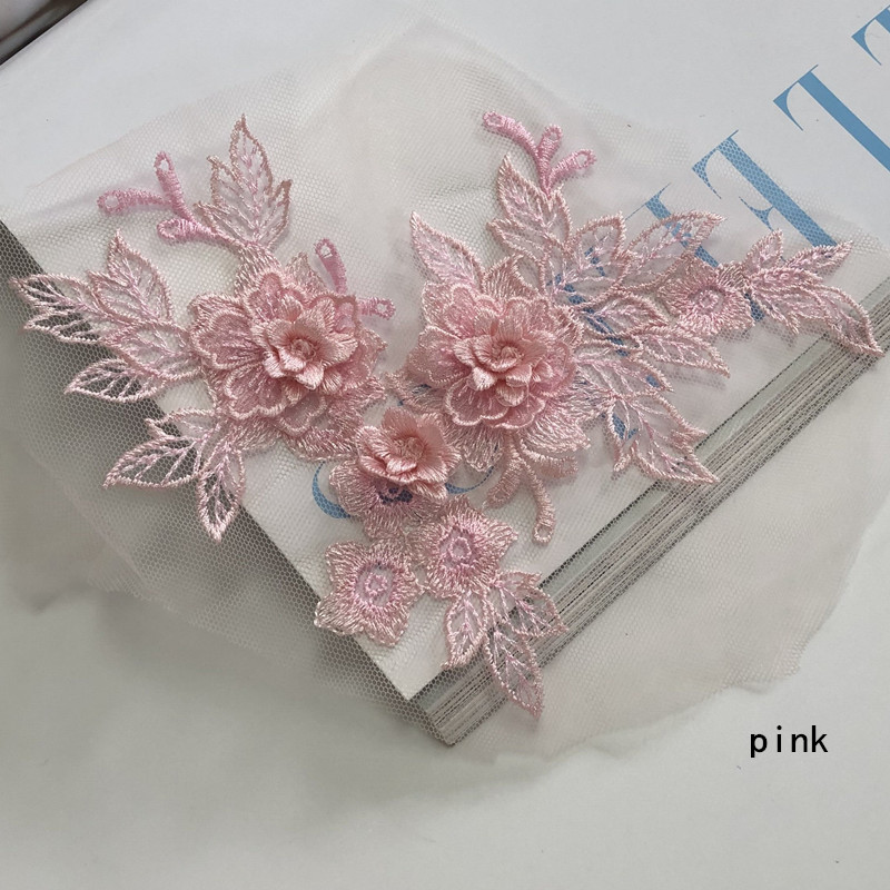 Three-Dimensional Flower Mesh Embroidered Cloth Stickers Lace Patch Wedding Dress Clothing Ornaments Accessories Hand Sewing Diy - 图片 11