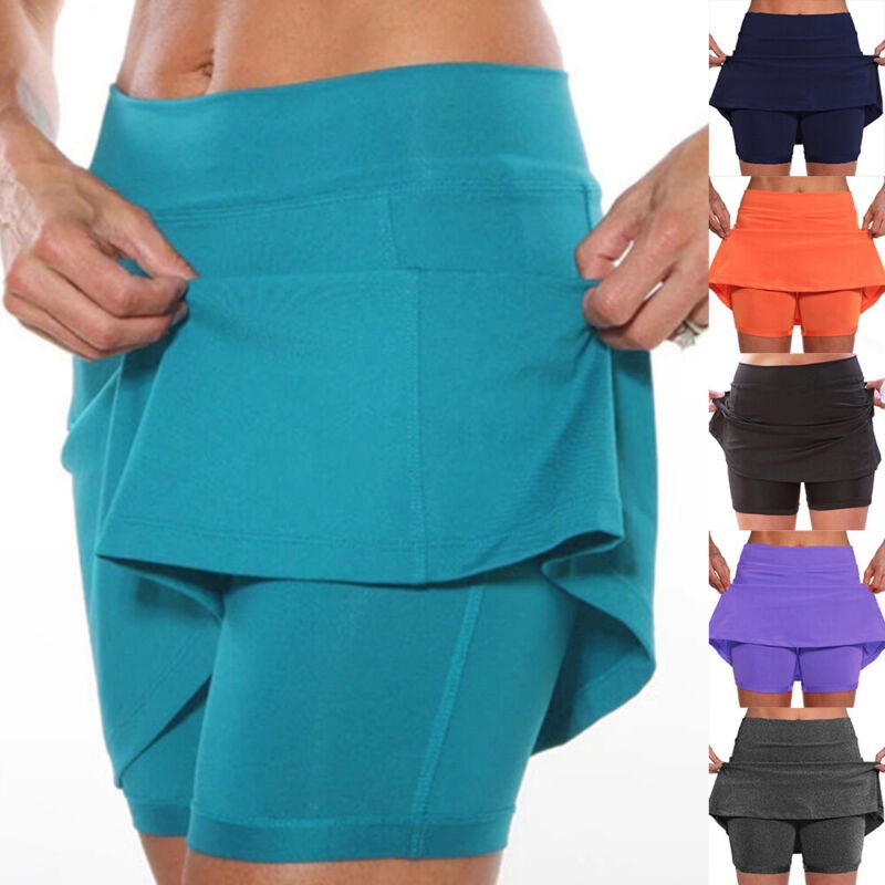 Plus Size Women Sports Skort Ladies Yoga Gym Running Shorts Mini Skirt Dress