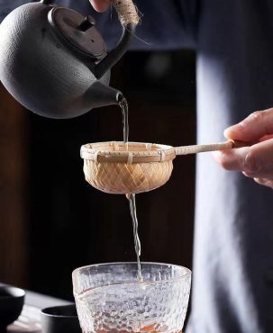 1Pc Retro Japanese-style Bamboo Rattan Tea Infuser Strainer Tea Filter Reusable Mesh Tea Leak with Handle Kitchen Accessories