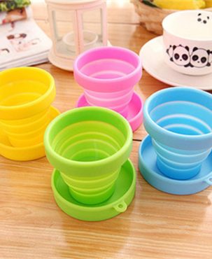 A1465 Folding Cup Candy Color Portable Travel Folding Silica Gel Cup Folding Cup Outdoor Sports Telescopic Gargle Cup