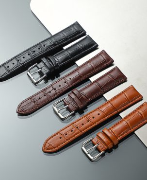 Home Factory Wholesale Calf-Skin Watchband Bamboo Pattern Watch Accessories Cowhide Pin Buckle Strap Men's and Women's Straps