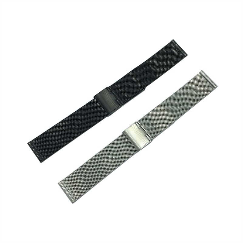 12/20/22mm Milanis Buckle Strap Stainless Steel Woven Mesh Belt Smart Watch Metal Replacement Strap