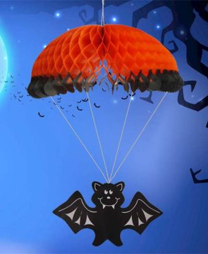 2PC Halloween Decor Skull Witch Bat Ghost Festival Hanging Paper Products Pumpkin Parachute Honeycomb