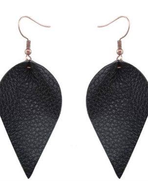 Handmade Leather Earrings Boho Leaf Teardrop Dangle Ear Stud Jewelry Women