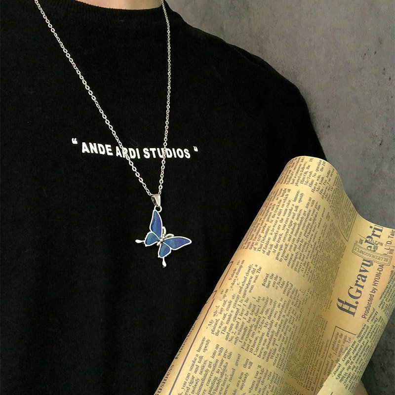 10pcs Warm Color-Changing Butterfly Necklace for Women Ins Cold Style Niche Design Trendy Online Red Girlfriends Couple Gift Retro