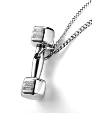 Fashion Fitness Barbell Dumbbell Men's Necklace Domineering Trendy Male Clavicle Couple Pendant Female