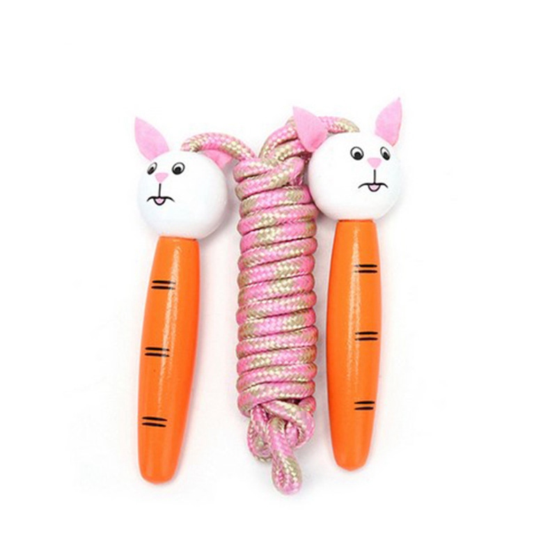 Kids Jump Rope Adjustable Cotton Braided Skipping Rope with Wooden Handle for Boys and Girls Fitness Training Fun Toy - Image 3
