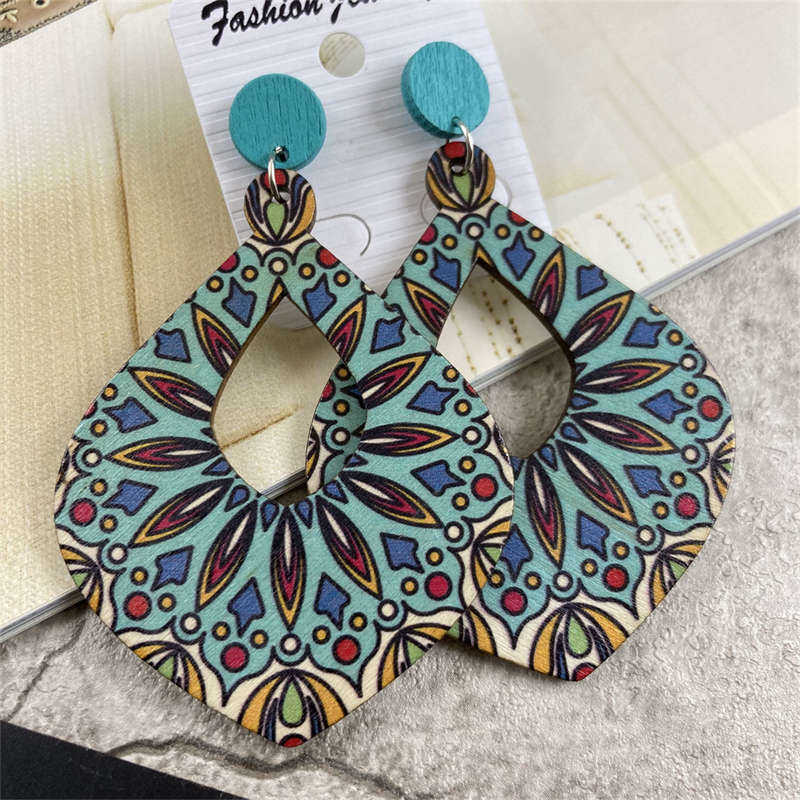 Retro Earrings Ornament Jewelry Antique Earrings Wooden Dangle Earrings Bohemian Style - 图片 3