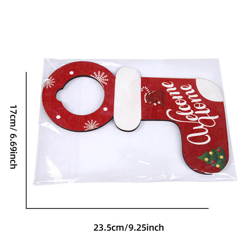 2PC Christmas Decor Wooden Door Hanging Santa Snowman Party Decor Door Handle Pendant - Image 7