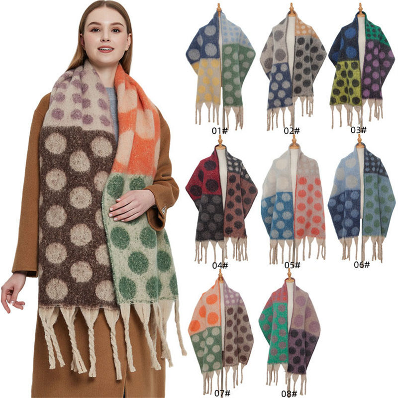 Autumn and Winter Thickened Scarf Circle Yarn Thick Tassel Jacquard Big Circle Scarf Shawl