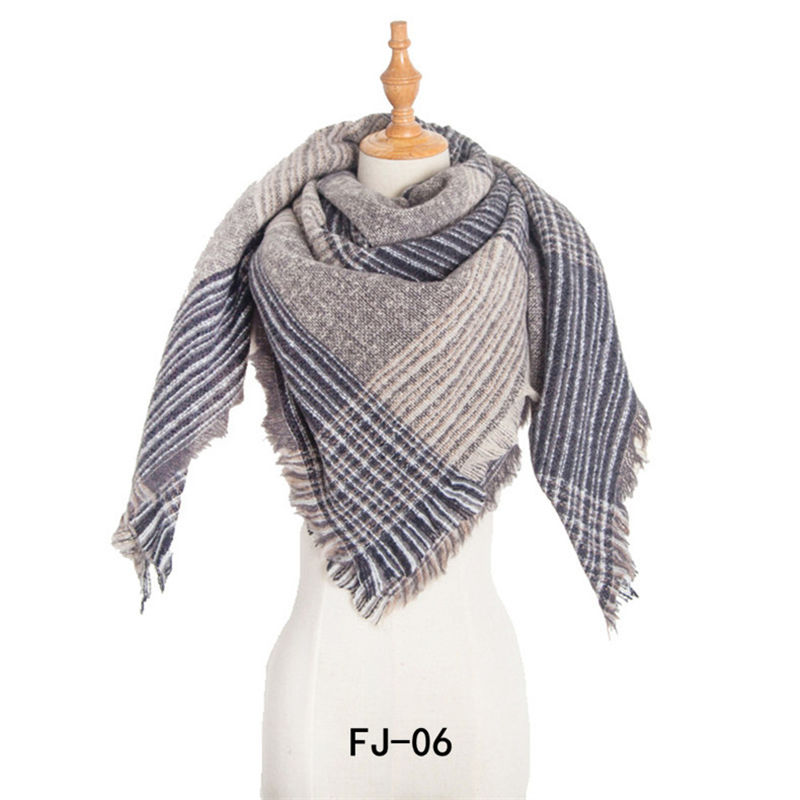 Autumn and Winter Circle Yarn Thickened Double-Sided Plaid Bristle Square Scarf Women's Scarf Shawl - Image 6