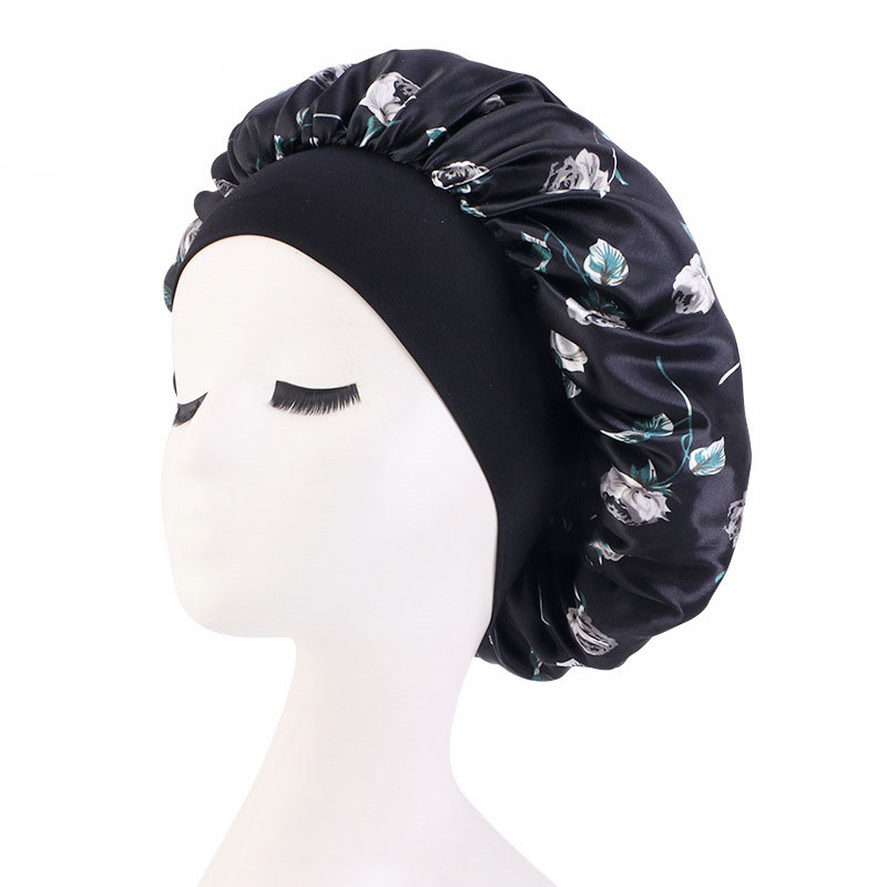 Pansy Type Satin Wide Brim Nightcap Shower Cap Beauty and Hairdressing Hat - 图片 3