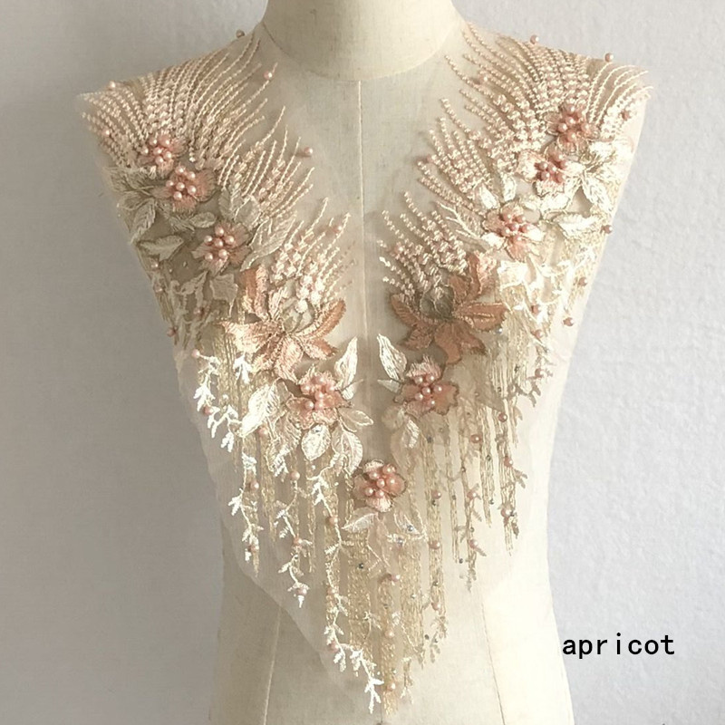 Embroidery Handmade Beaded Rhinestone Cloth Sticker Flower Lace Wedding Dress Patch Clothing Ornaments Accessories - 图片 3
