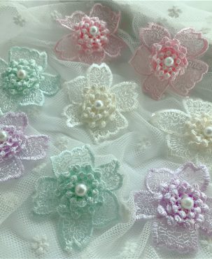 Organza Lace Embroidery Three-Dimensional Flower Diy Handmade Finish Clothes Hat Bag Cloth Patch