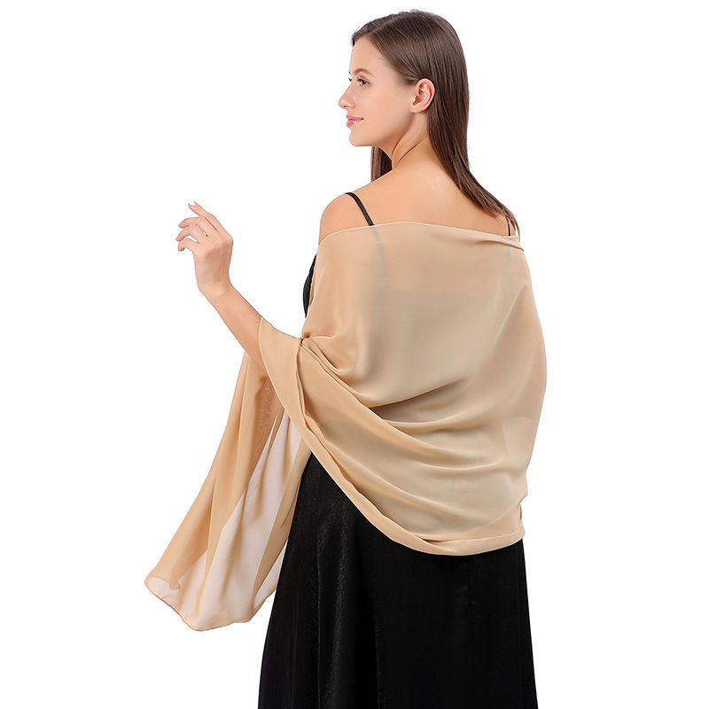 Solid Color Chiffon Dinner Shawl Dress Cheongsam Party Shawl Scarf Dual-Use Women