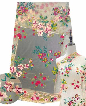 Apricot Black Water Soluble Soft Flower Embroidery Fabrics Lace DIY Fabric