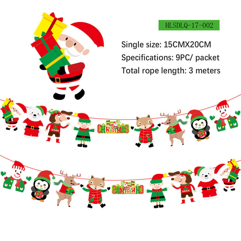 2PC Christmas Decor Christmas Hanging Flag Hanging Decor Holiday Banner Party Decor Paper Cartoon - Image 10