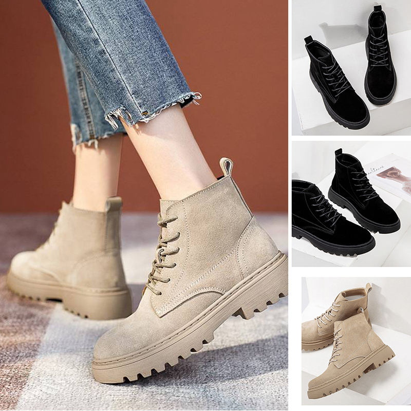 Smile Circle Ankle Boots Suede Leather women Flat platform Short Boots Ladies shoes fashion Autumn winter boots - 图片 26