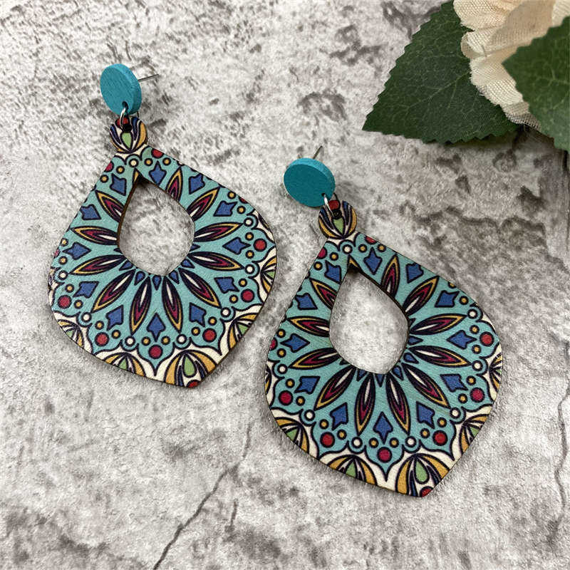 Retro Earrings Ornament Jewelry Antique Earrings Wooden Dangle Earrings Bohemian Style - 图片 4