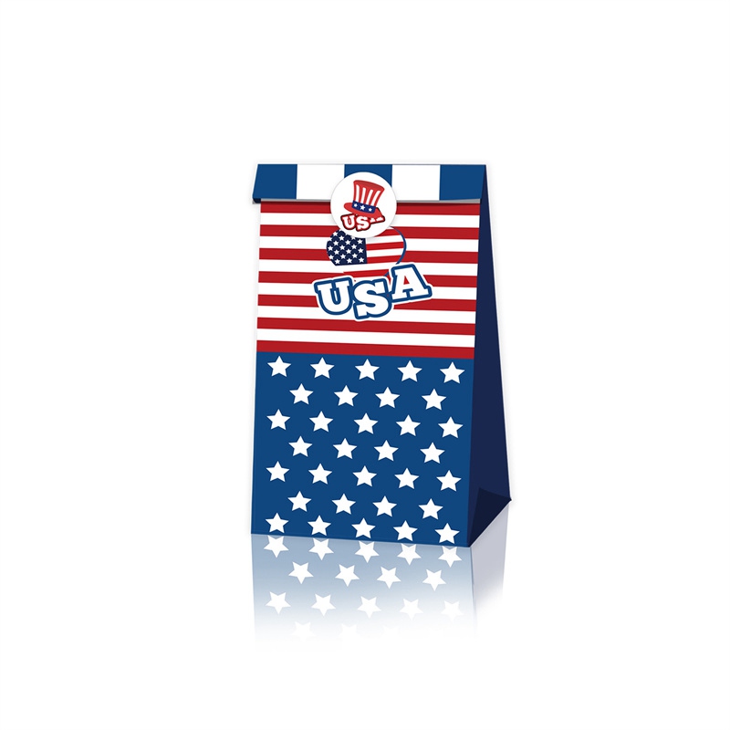 Lb225 Amazon American Independence Day Flag Celebration Party Gift Candy Flat Bottom Kraft Paper Bag - 图片 3
