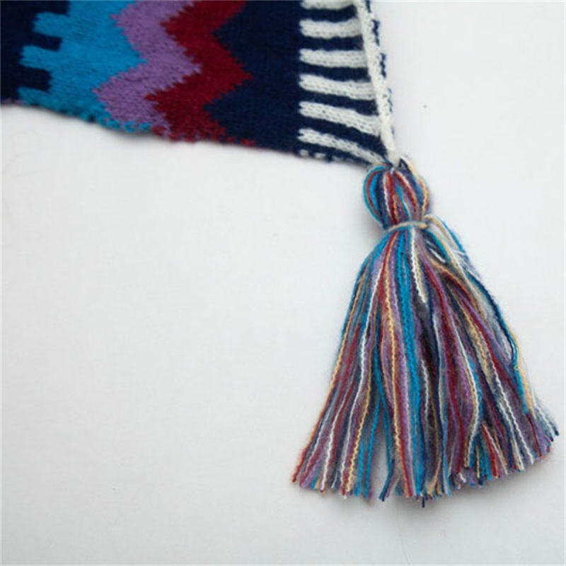 Autumn and Winter Ethnic Style Tourism Hanging Cloak Color Knitted Women's Split Shawl - Image 15