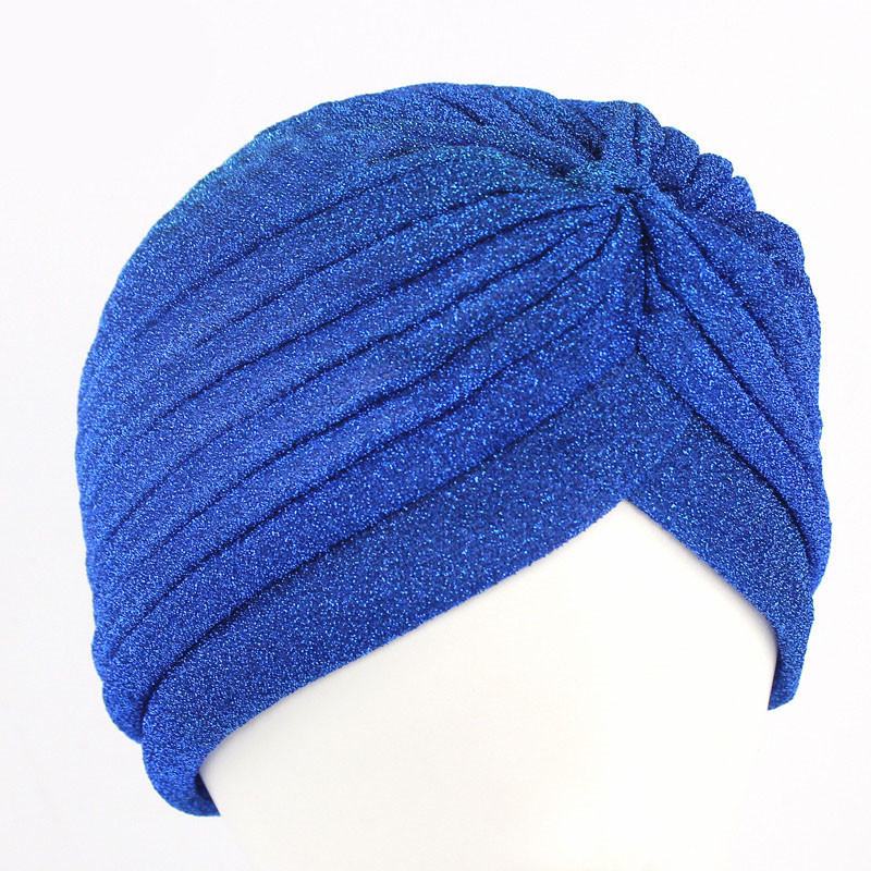 Golden Bright Silk Indian Hat Turban Hat Baotou Cap Chemo Cap Muslim Headscarf - 图片 3