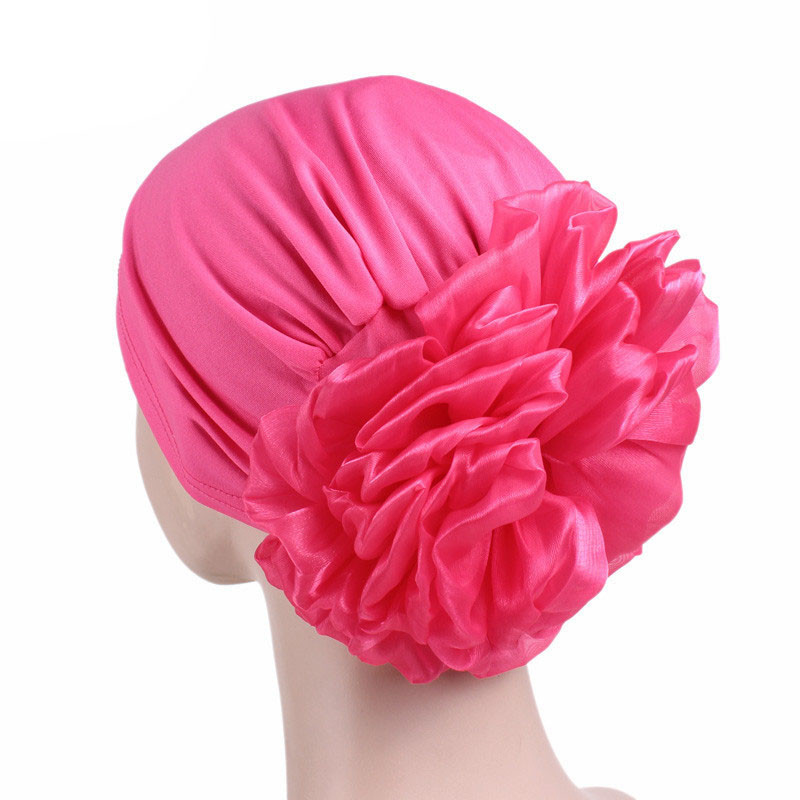 Women's Big Flower Elastic Fabric Sleeve Cap Chemotherapy Hat Muslim Headscarf - 图片 3