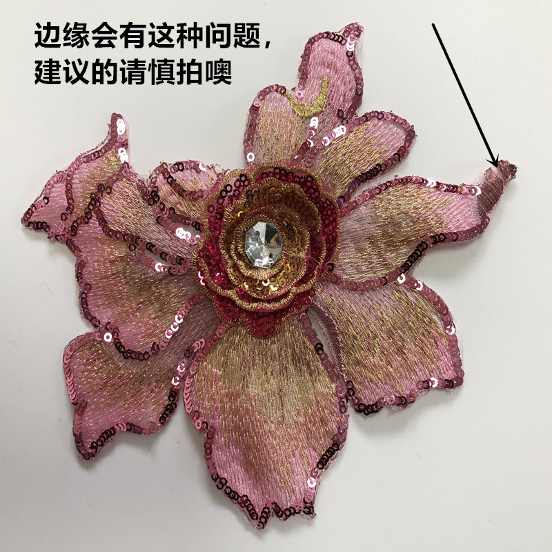 2pc Diamond Sequin Embroidered Flower Cloth Sticker Lace Computer Embroidered Patch Dance Clothing Ornaments Accessories Diy - 图片 3