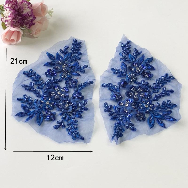 Beads Three-Dimensional Flower Mesh Embroidered Cloth Stickers Lace Patch Wedding Dress Hanfu Decoration Accessories Diy - 图片 3