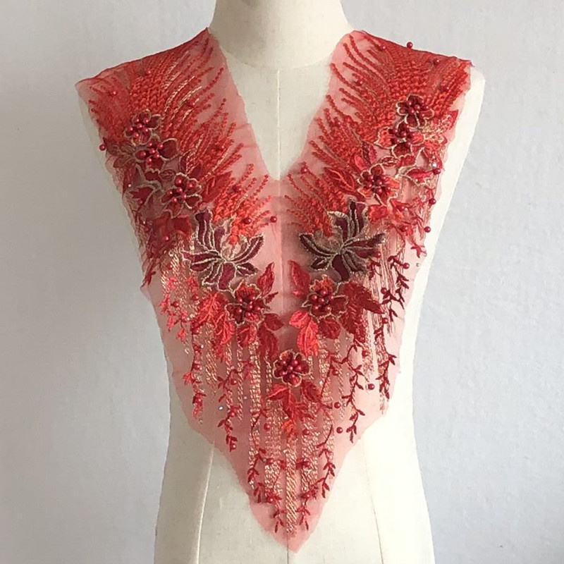 Embroidery Handmade Beaded Rhinestone Cloth Sticker Flower Lace Wedding Dress Patch Clothing Ornaments Accessories - 图片 4