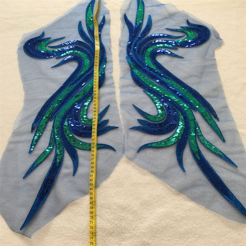 Sequin Gauze Embroidered Cloth Applique Large Patch Performance Clothes Decorative Cheongsam Accessories Handmade Diy