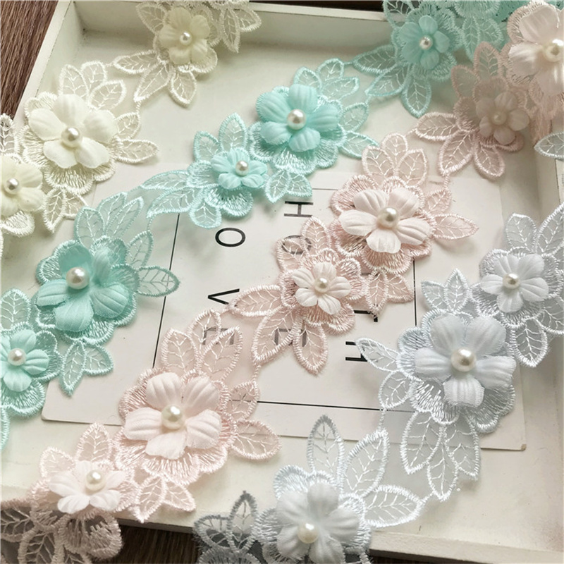Organza Flower Lace Clothing Accessories Embroidery Mesh Lace Three-Dimensional Flower Diy Decoration Formal Dress Accessories