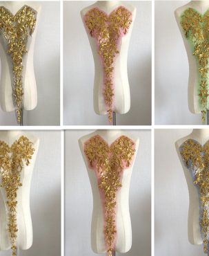 Golden Sequin Gauze Embroidered Flower Cloth Sticker Clothes Skirt Decorative Large Patch Accessories Large Diy