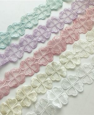 Organza Embroidery Lace Clothing Accessories Multicolor Lace Clover Diy Handmade Coat and Cap Accessories