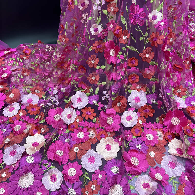 Flower Three-Dimensional Mesh Lace Embroidery Fabric DIY Evening Dress Fabric Lace - 图片 8