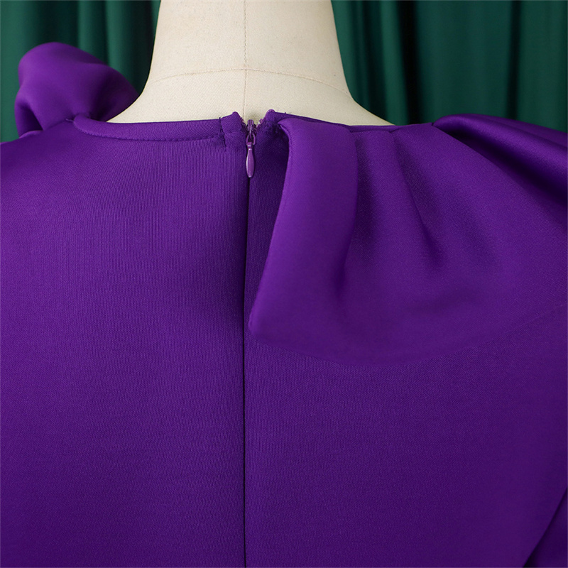 Women's Clothing Fashion Elegant Solid Color Large Swing Skirt Ruffled Dress - 图片 3
