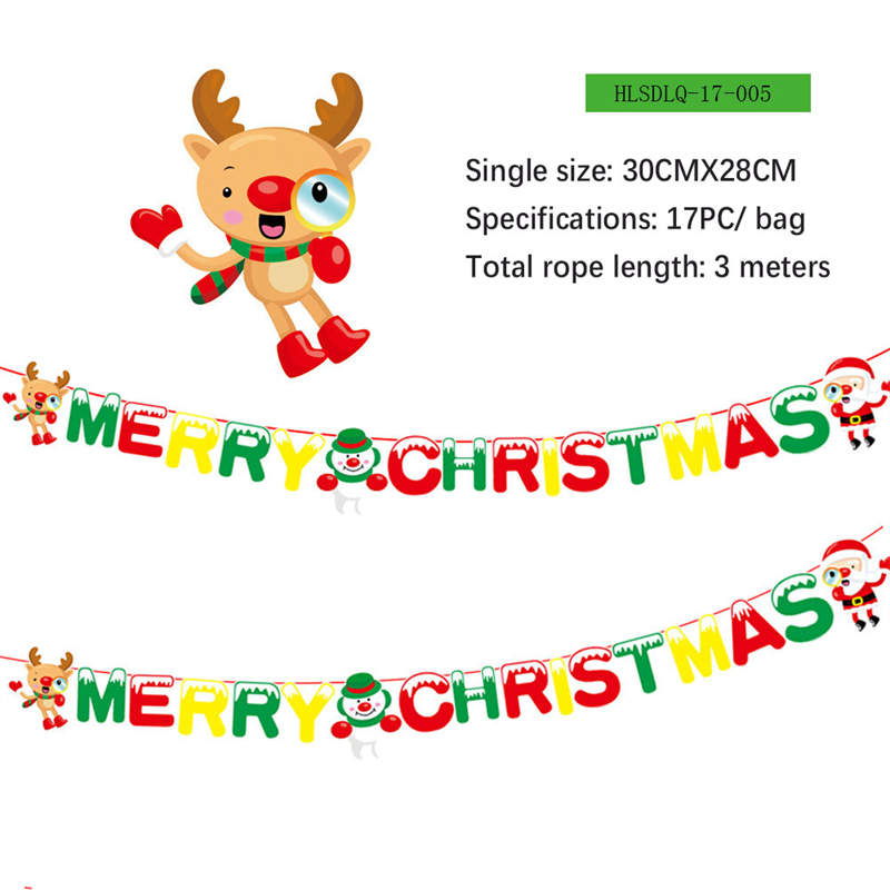 2PC Christmas Decor Christmas Hanging Flag Hanging Decor Holiday Banner Party Decor Paper Cartoon - Image 11
