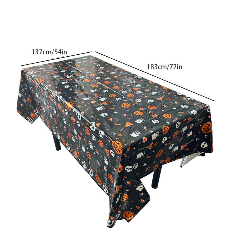 Halloween Party Decor Tablecloth Horror Party Supplies Bat Pumpkin Disposable Oil-Proof Tablecloth - Image 3
