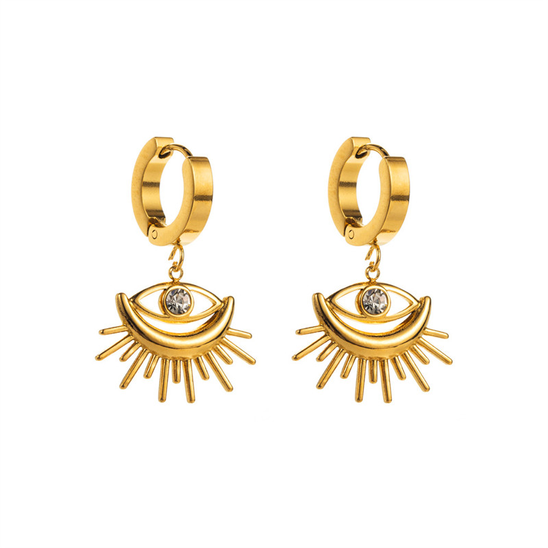 Delicate Bead-Set Diamond Titanium Steel Earrings Personality Geometric Heart-Shaped EarRings - Image 3