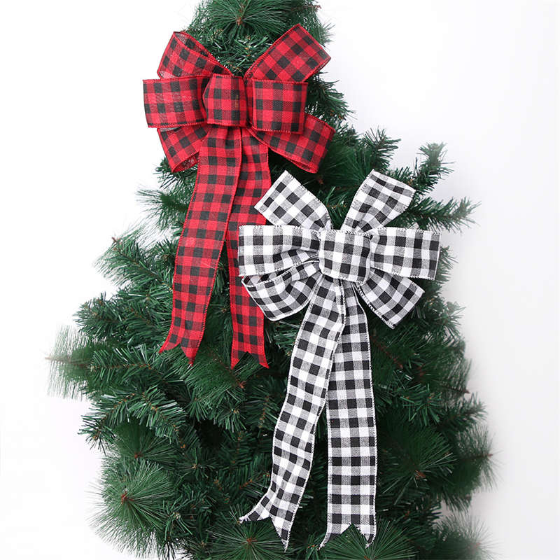 2PC Christmas Bowknot Polyester Large Bow Christmas Tree Decor Bowknot Ornaments